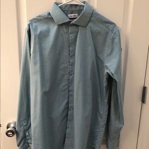 Green Slim Checked Dress Shirt 16.5 34/35